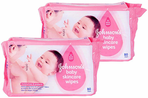 Johnson & Johnson Baby Wipes - 80 pcs (Pack of 2)