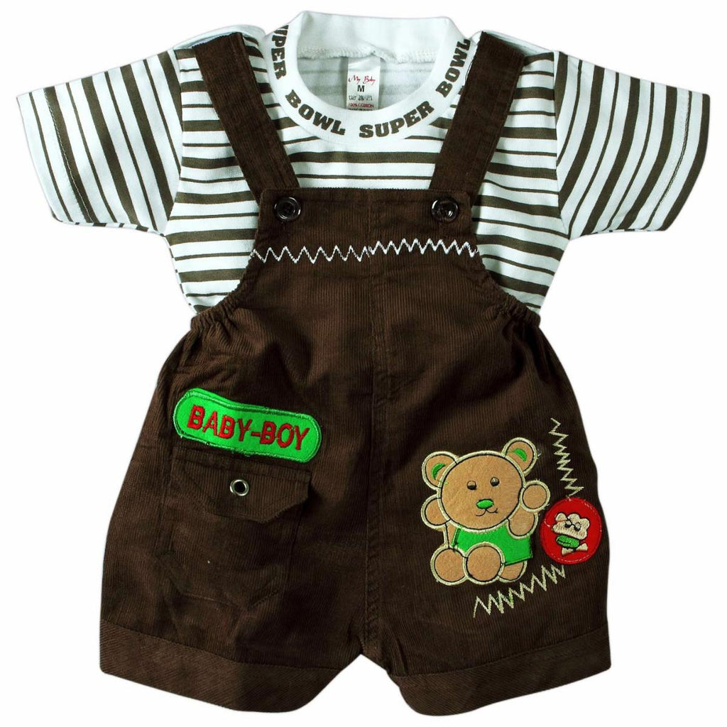 My Baby Teddy Print Top With Dungaree
