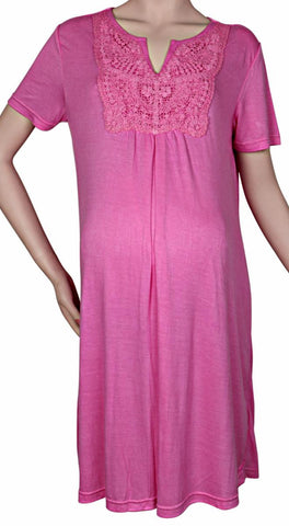 Nine Maternity Jersey Short Sleeve Top With Lace Yoke - (Small - XL)